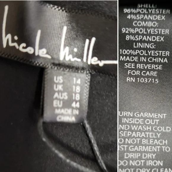 🆕️⬇️Nicole Miller Black Stretch Crepe Camille Dress With Sequin Puff Sleeves - Picture 12 of 15